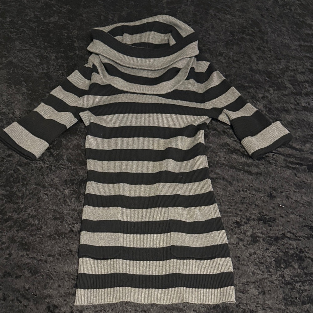 Premise Black and Gray Striped Sweater